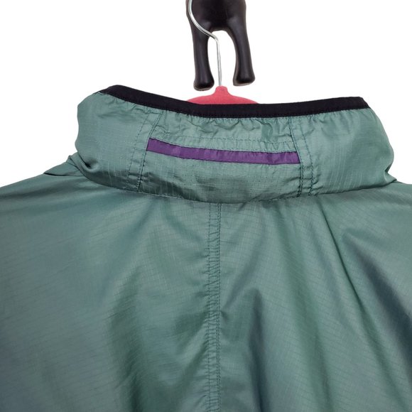 Moving Comfort Green & Grey Windbreaker w/ Hidden Hoodie Size Small - Picture 10 of 13
